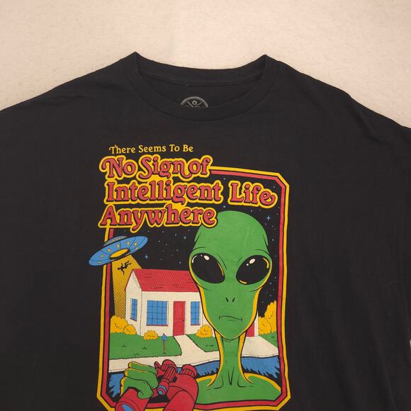DOM Alien No Sign of Intelligent Life Anywhere T Shirt Mens Size 2XL Black - Picture 1 of 9